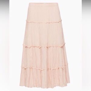 Aritzia Wilfred Tiered Damasque Skirt in Coral Blush Size Small